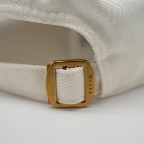 size L Gucci White Embroidered Logo Baseball Hat Cap Black Red Blue - Picture 4 of 8